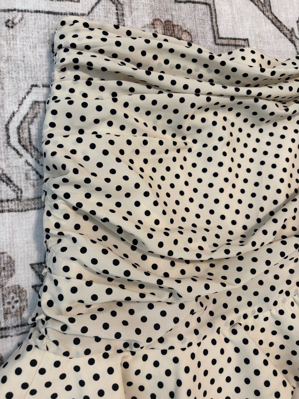 Zara Polka Dot Ivory Ruched Skirt - Picture 3 of 8